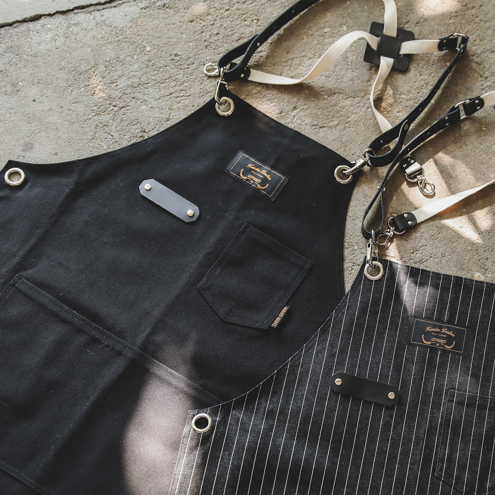 로져 블랙 칸데오레더 공방 미용실 카페 미용사 바리스타 앞치마 가죽 앞치마