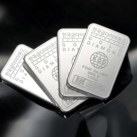 [한국금다이아몬드]실버바 은 시세 100g 은바 은괴 은테크 투자 순은