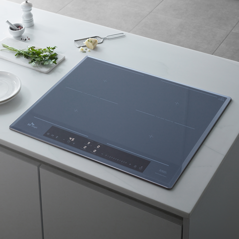 4구 더블 플렉스존 올파워 3400W 인덕션 전기레인지 독일쇼트사 클리어 트랜스 사하라블루