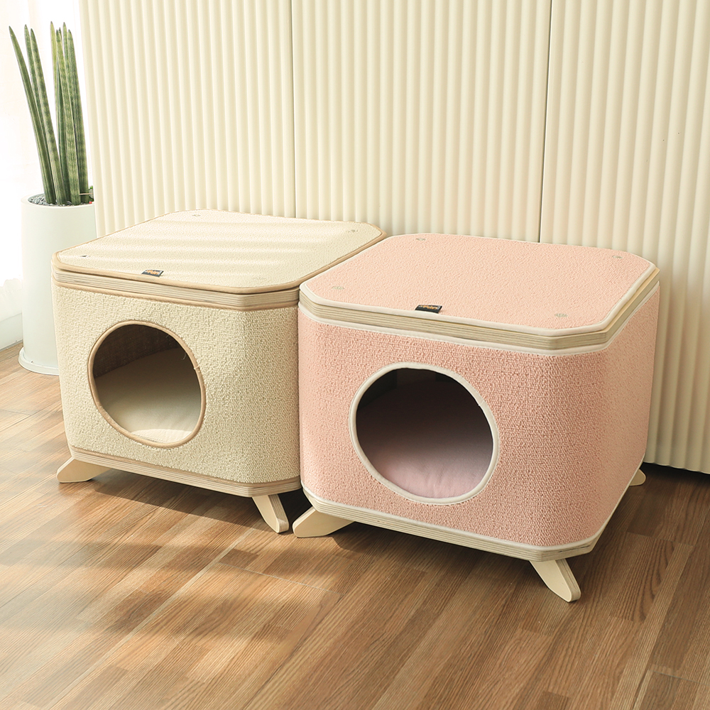 캣츠빌 강아지 고양이 원목 큐브하우스 숨숨집 스크래쳐