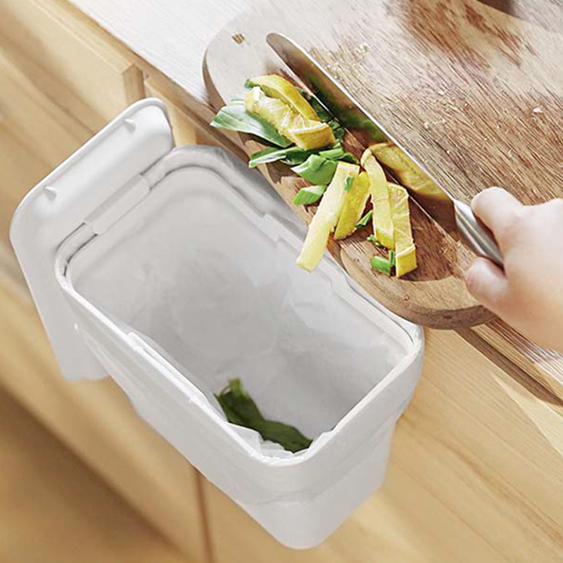 걸이형쓰레기통 싱크대걸이 휴지통 미니 음식물 쓰레기통 2L 화이트 이미지 7