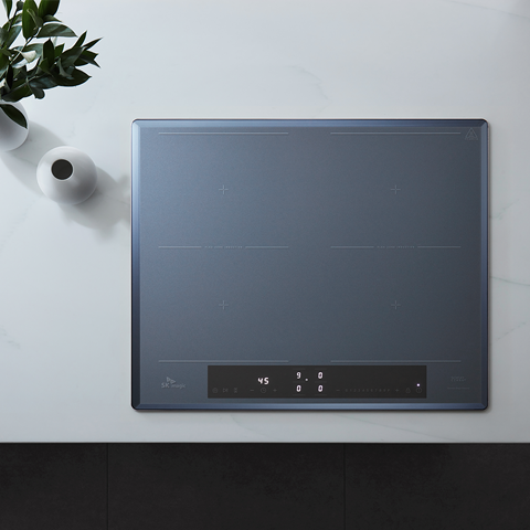 4구 더블 플렉스존 올파워 3400W 인덕션 전기레인지 독일쇼트사 클리어 트랜스 사하라블루