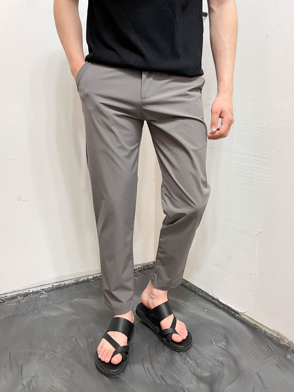 쿨슬랙스 냉장고슬랙스 아이스 9부 슬랙스 봄 여름 밴딩 스판 정장 남자 치노팬츠 - 상세 이미지 5