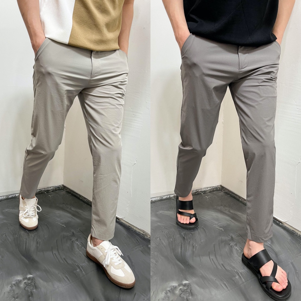 쿨슬랙스 냉장고슬랙스 아이스 9부 슬랙스 봄 여름 밴딩 스판 정장 남자 치노팬츠 - 상품 이미지