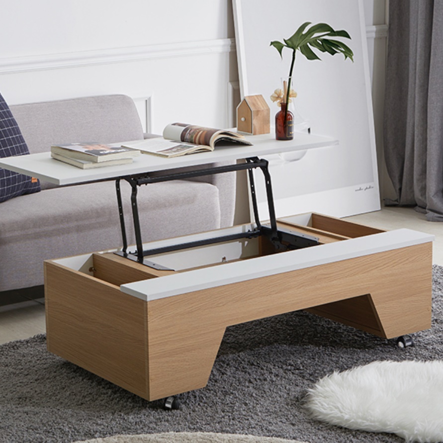 이동식 리프팅 테이블 바퀴 기능성 거실 테이블 높은 소파 테이블