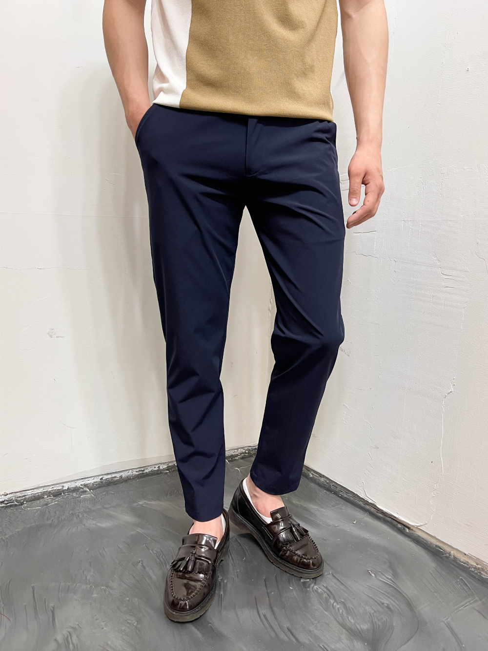 쿨슬랙스 냉장고슬랙스 아이스 9부 슬랙스 봄 여름 밴딩 스판 정장 남자 치노팬츠 - 상세 이미지 4