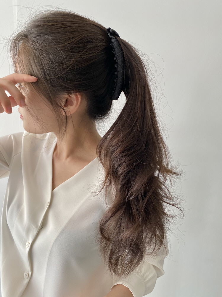 레더 빗살 빅 올림머리 바나나핀 헤어집게 - 상세 이미지 2