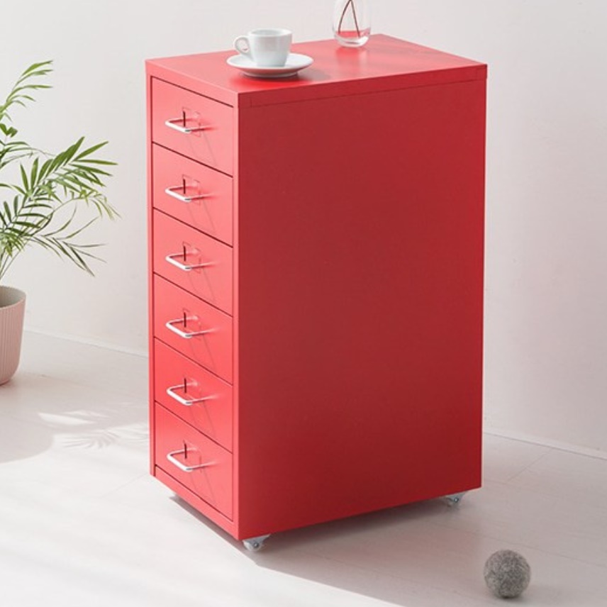 소형 6단 서랍장 블랙 철제서랍 장 300 폭좁은 틈새 이동식서랍 장 바퀴 달린 이동 시스템 - 상세 이미지 3