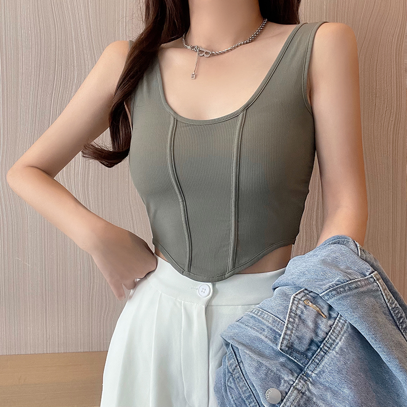요가나시 필라테스상의 민소매 크롭 티셔츠 이미지 6