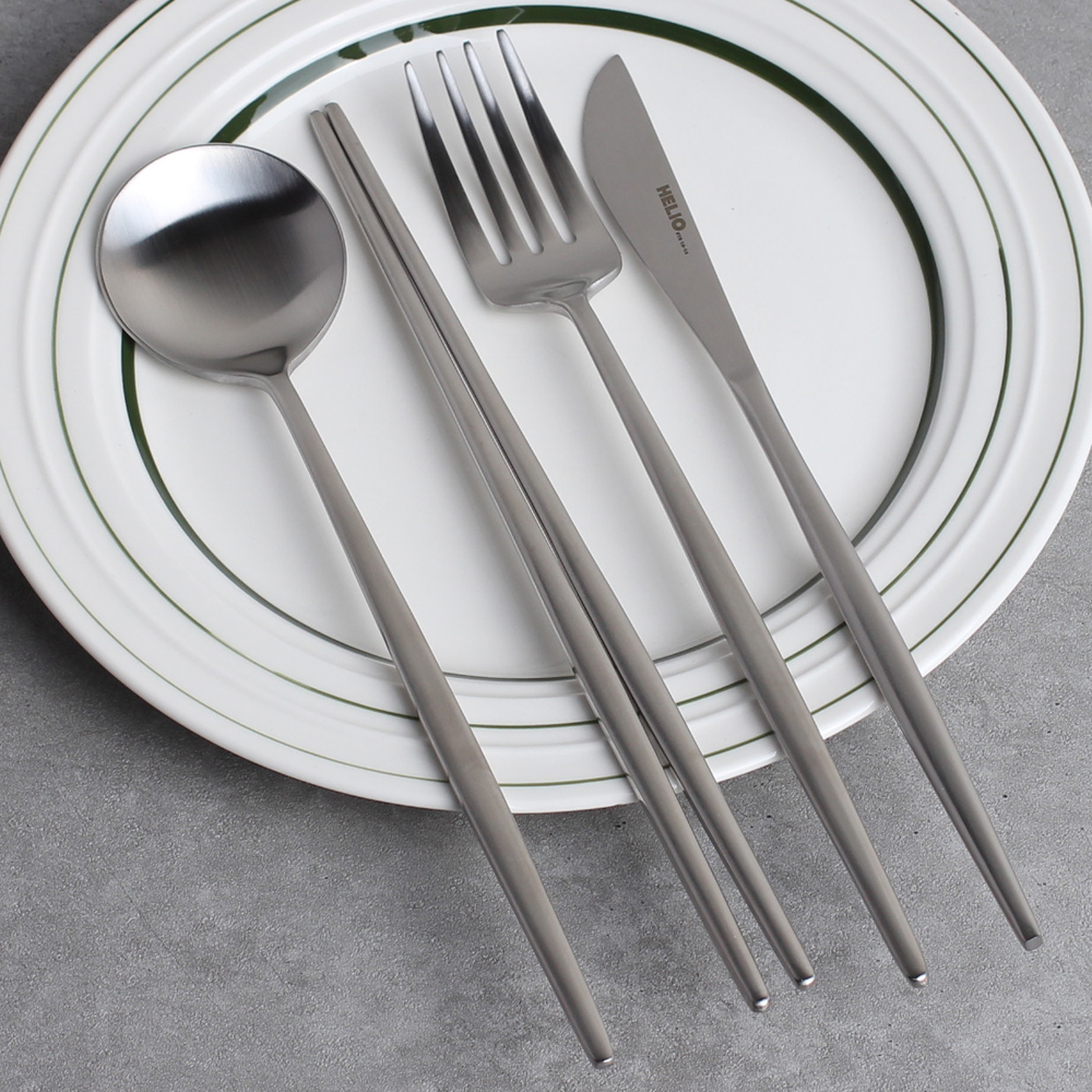 헬리오 디너 커트러리 4종SET 달수저 달스푼 실버무광 실버유광