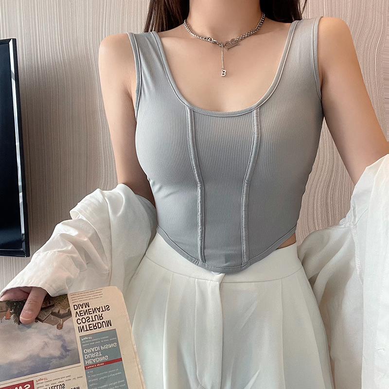 요가나시 필라테스상의 민소매 크롭 티셔츠 이미지 7