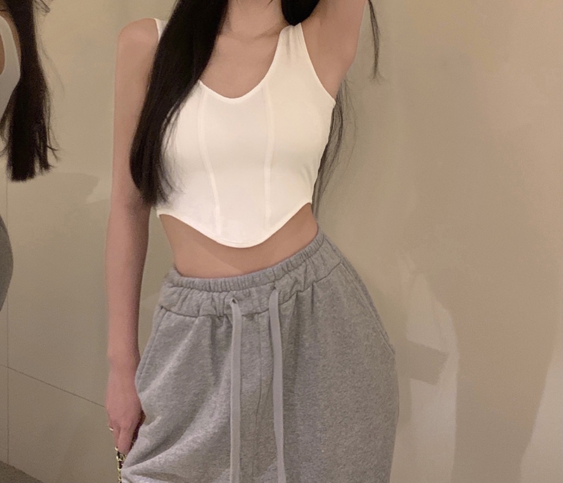 요가나시 필라테스상의 민소매 크롭 티셔츠 - 상세 이미지 5