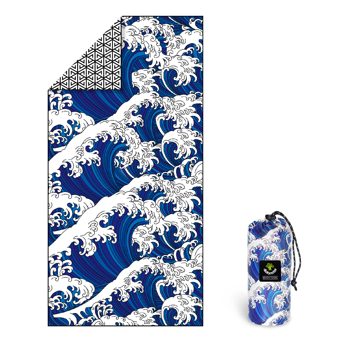 비치타올 파우치 극세사 타월 대형 다용도 수건 블루웨이브