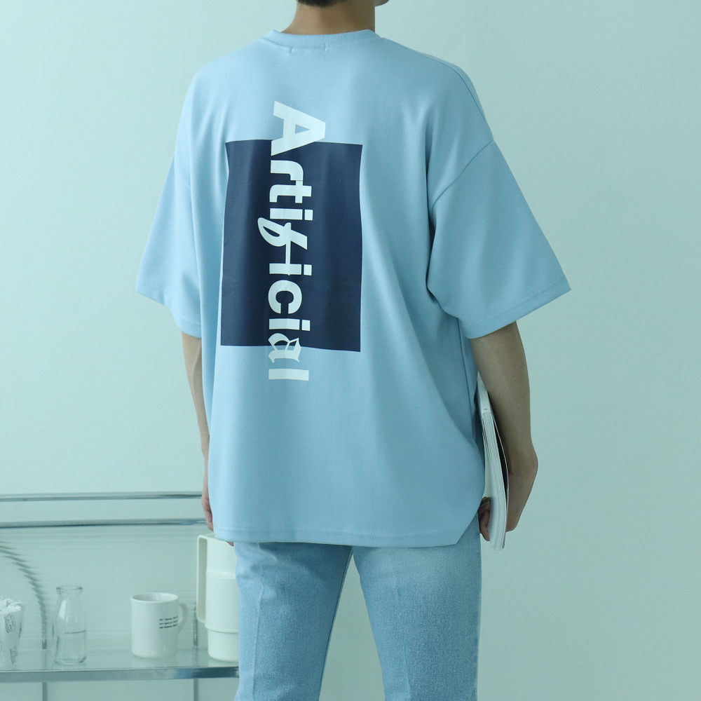 남자반팔티 오버핏 커플 7부 반팔티