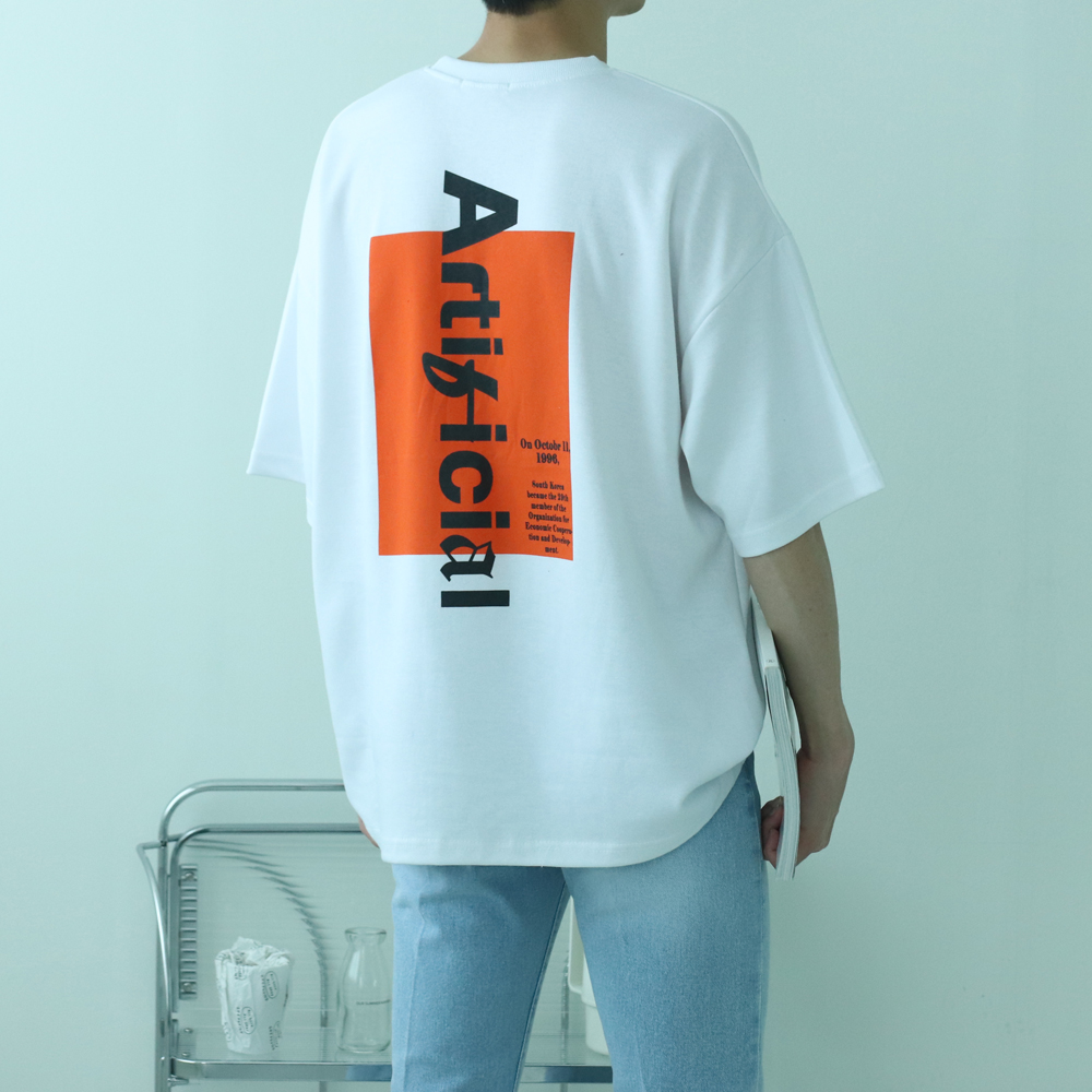 남자반팔티 오버핏 커플 7부 반팔티 - 상세 이미지 3
