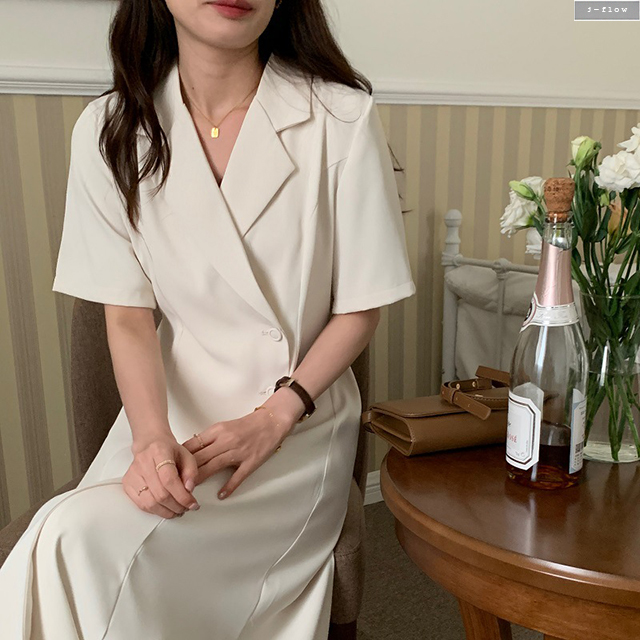 러브에 옆버튼 실키 카라넥 허리끈 롱원피스 3col 여름 봄 하객 모임 촤르르 제이플로우 - 상세 이미지 4