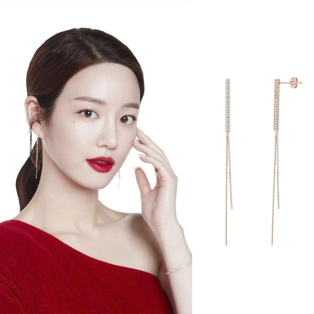 폴브리알 루디 롱 드롭 귀걸이 925실버 순은 이유비 PYSE0165 - 메인 이미지