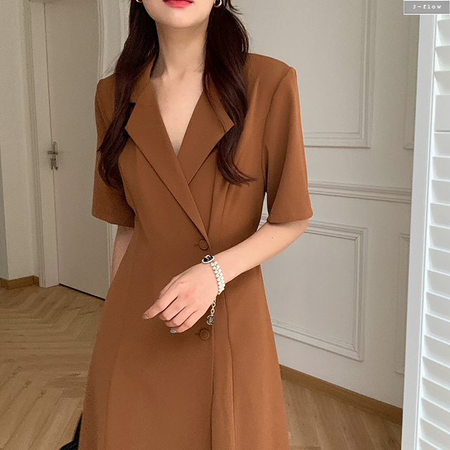 러브에 옆버튼 실키 카라넥 허리끈 롱원피스 3col 여름 봄 하객 모임 촤르르 제이플로우 이미지 8