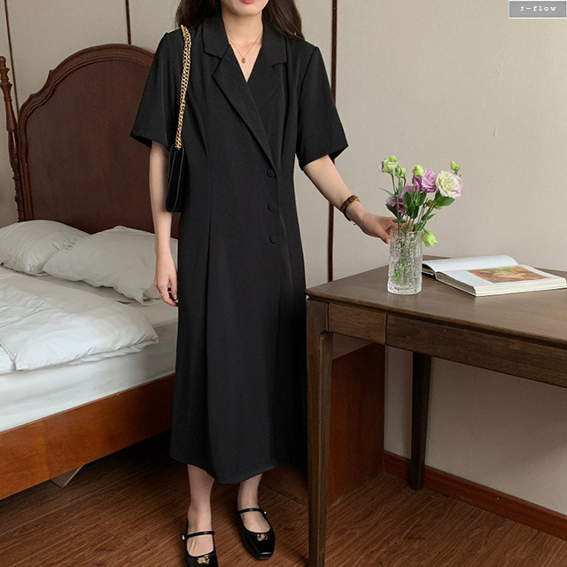 러브에 옆버튼 실키 카라넥 허리끈 롱원피스 3col 여름 봄 하객 모임 촤르르 제이플로우 이미지 6