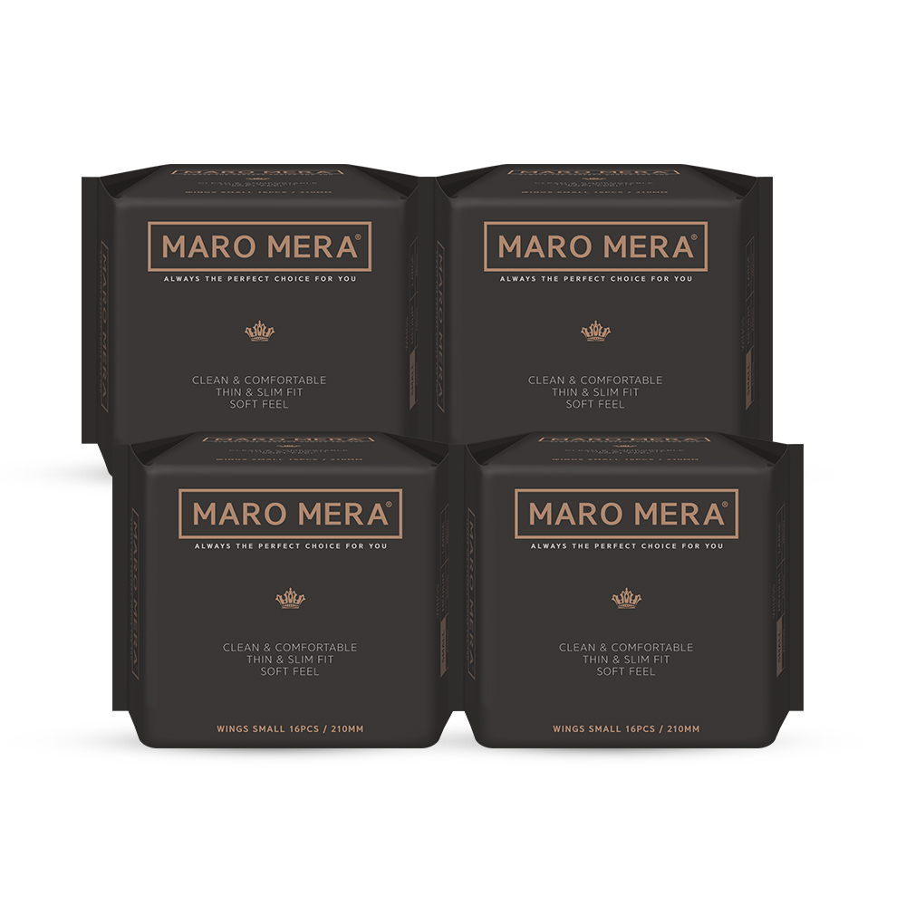 마로메라 순면 커버 생리대 날개형 소형 16p 4팩 - 상품 이미지