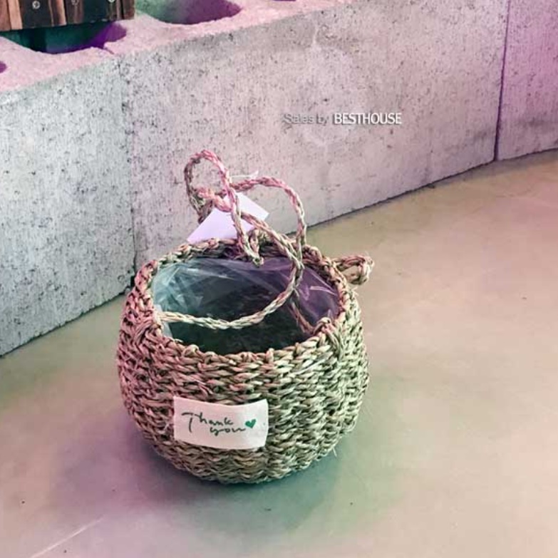 라탄화분바구니 라틴 행잉바스켓 벽걸이 라탄 꽃 바구니 미니 우드 소쿠리 걸이식 해초 고리 - 상세 이미지 3