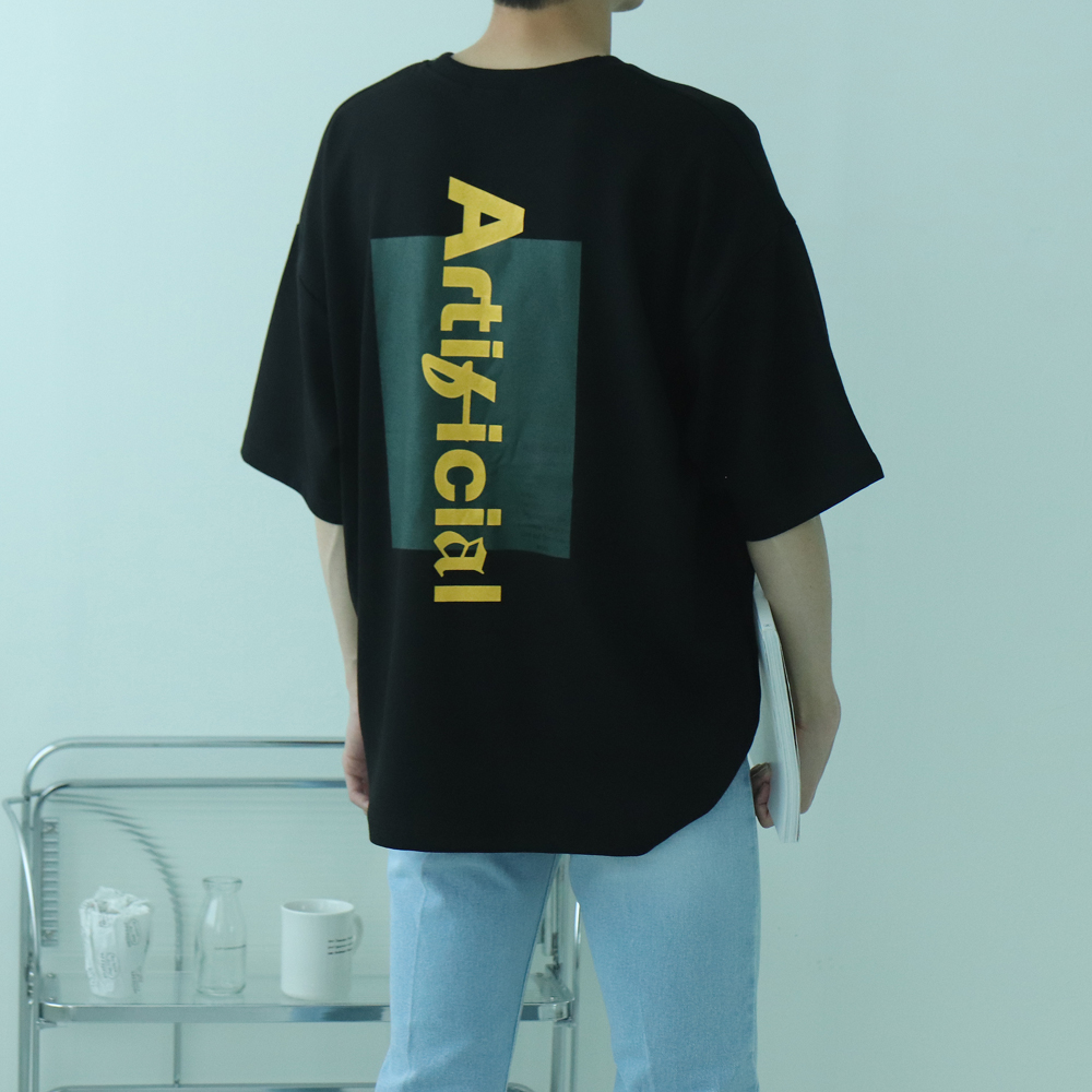 남자반팔티 오버핏 커플 7부 반팔티 - 상세 이미지 5