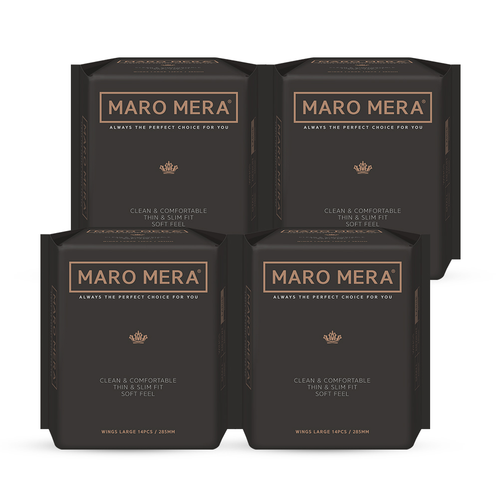 마로메라 순면 커버 생리대 날개형 대형 14p 4팩 - 상품 이미지