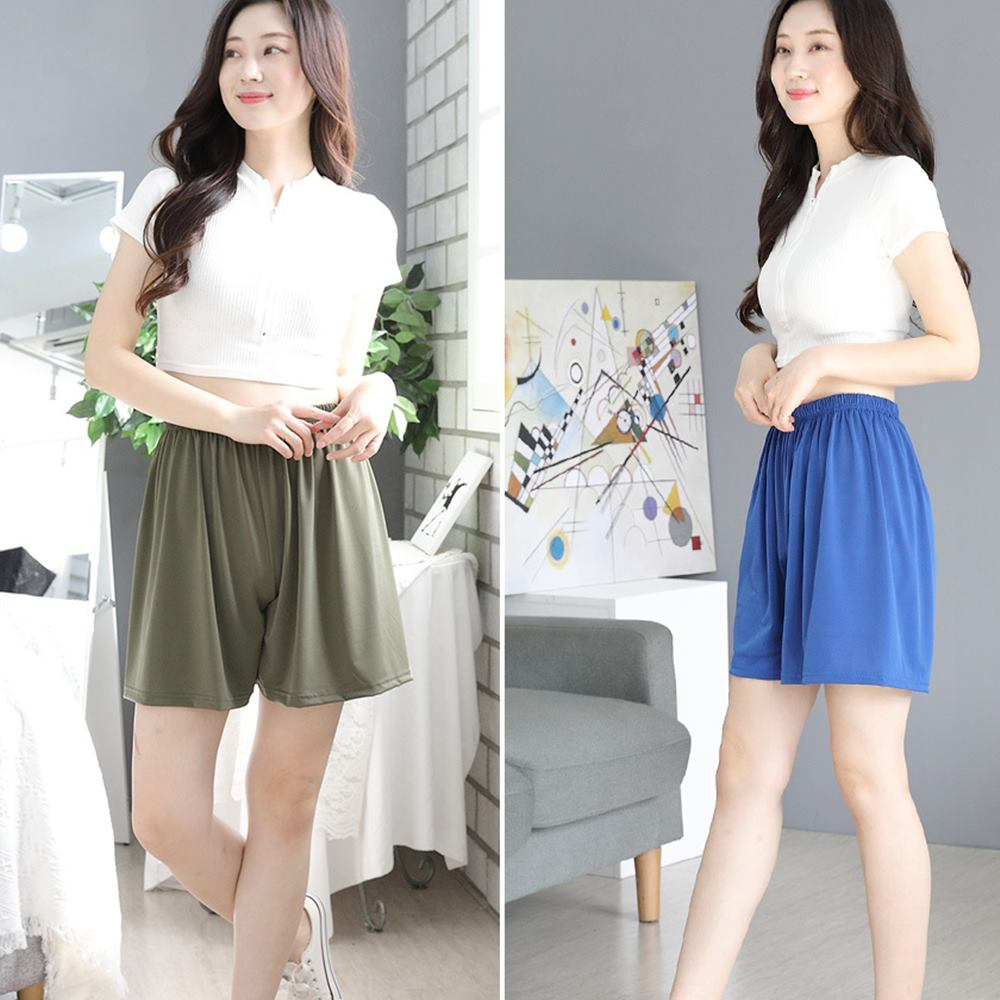 냉감 반바지 1+1 3부 여성 쿨 아이스 국산 밴딩 고무줄 - 상세 이미지 2