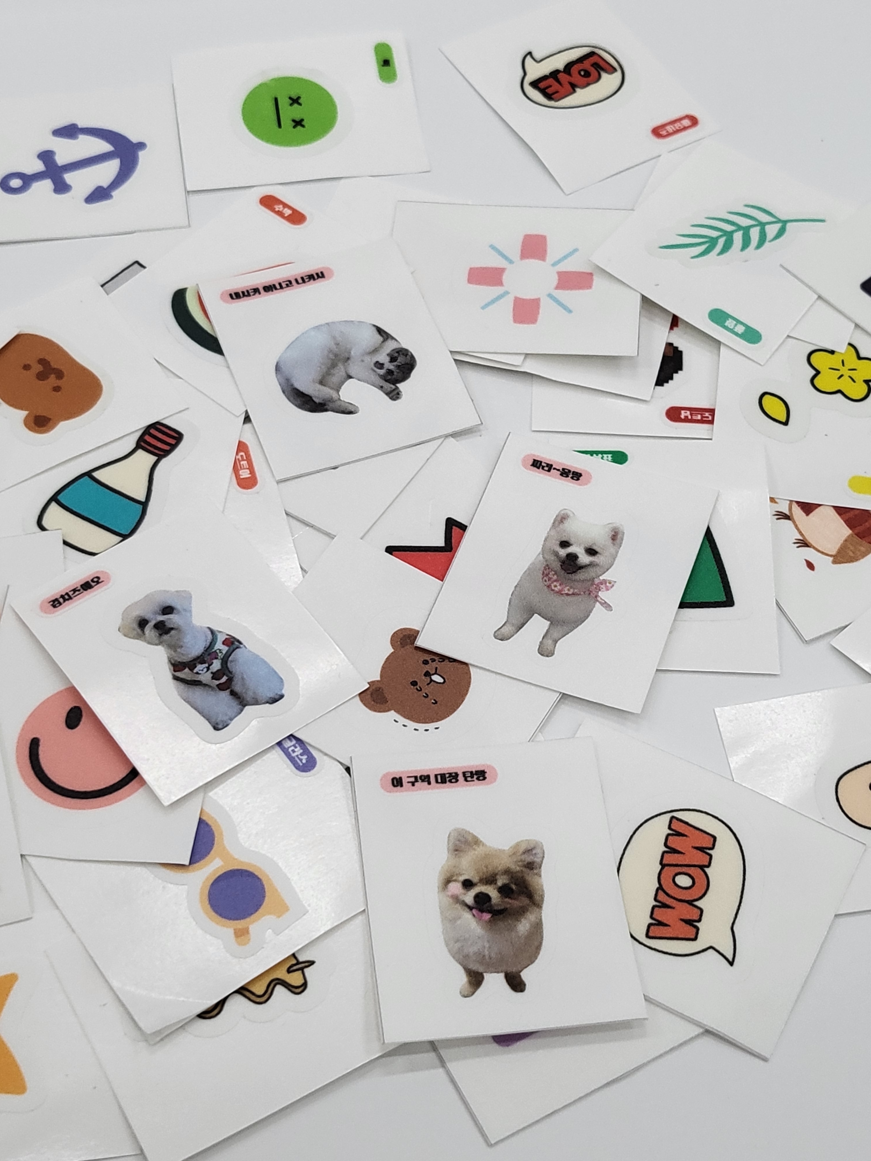 띠부띠부씰 주문제작 스티커 굿즈 다꾸 연예인 강아지 고양이 캐릭터 테두리 투명 10장세트 이미지 4
