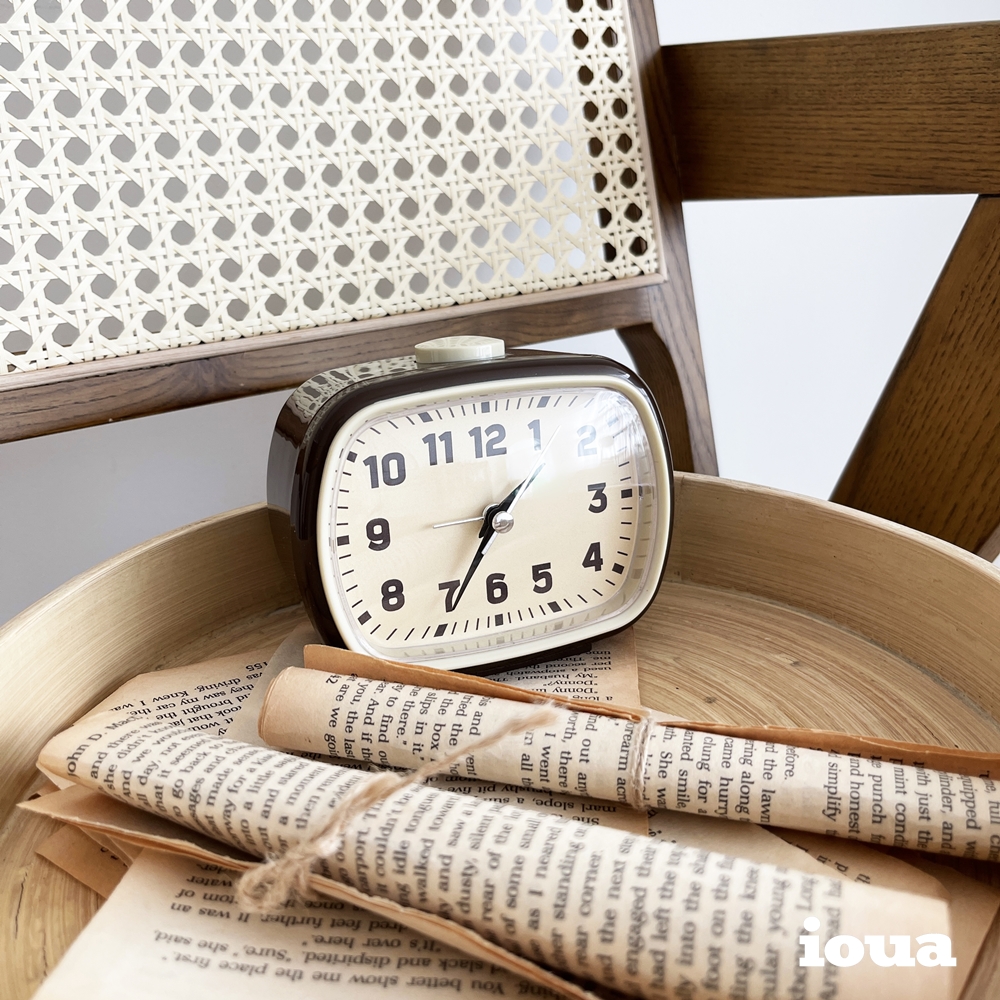 레트로 아날로그 무소음 미니 알람 탁상시계 앤틱 빈티지 디자인 1973
