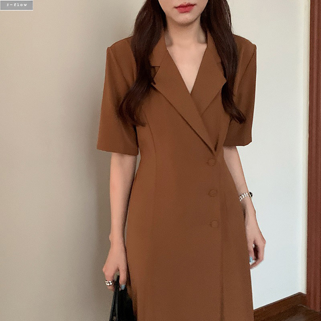 러브에 옆버튼 실키 카라넥 허리끈 롱원피스 3col 여름 봄 하객 모임 촤르르 제이플로우 - 상세 이미지 5