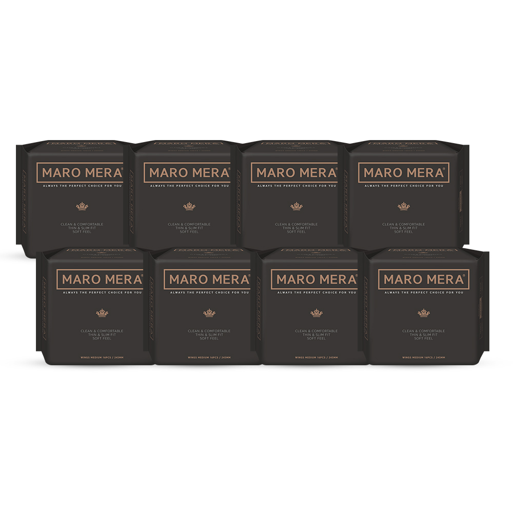 마로메라 순면 커버 생리대 날개형 중형 16p 8팩 제품 이미지