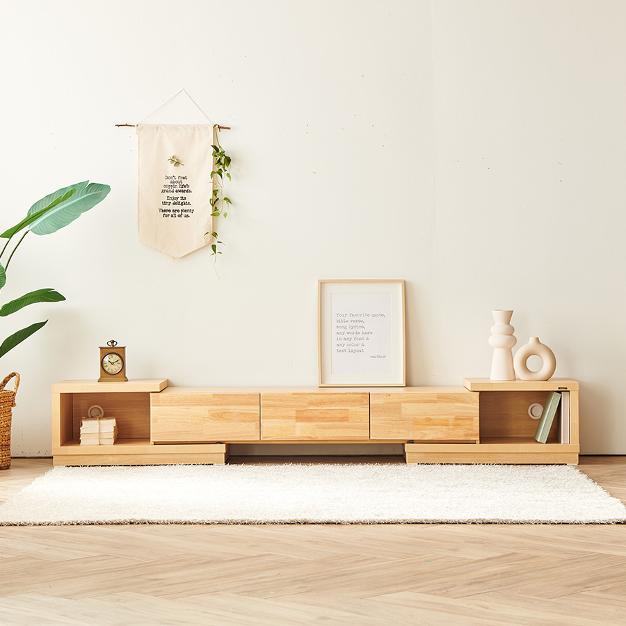 이노센트 안토 고무나무원목 2400 TV장 확장형 거실장 i101929