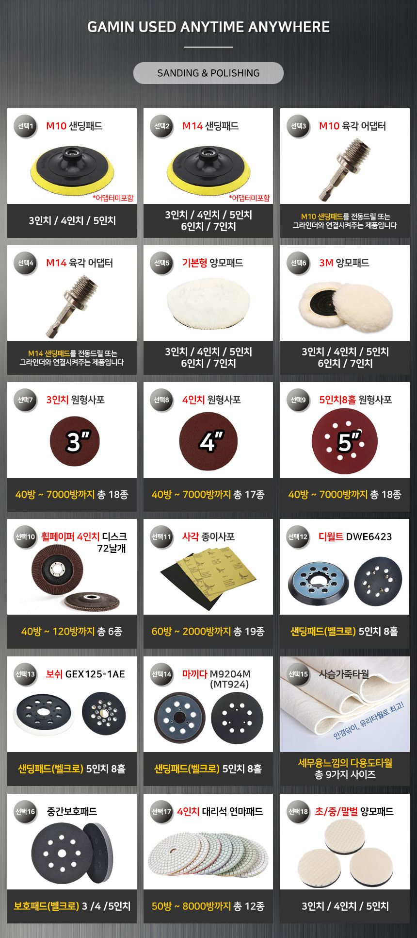 가민 원형사포 샌딩페이퍼 종이 빼빠 페파 7.5cm 40방 - 상세 이미지 2