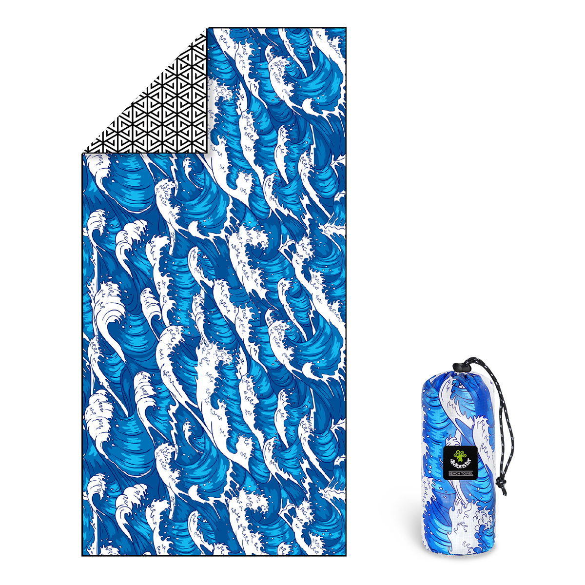 비치타올 파우치 극세사 타월 대형 다용도 수건 라이트 블루웨이브