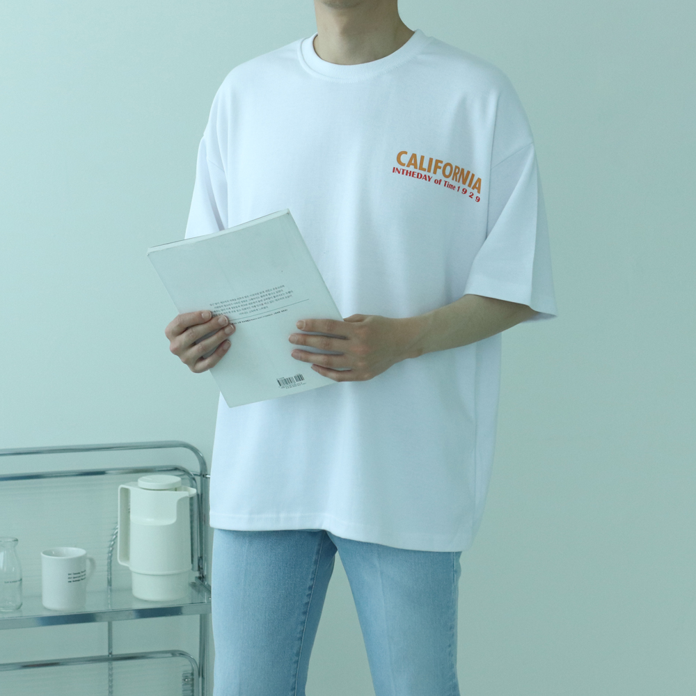 남자반팔티 레터링 커플 7부 남성오버핏반팔티 - 상세 이미지 2
