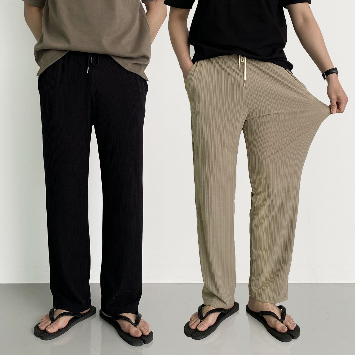 남자플리츠팬츠 시원한바지 통큰바지 - 상품 이미지