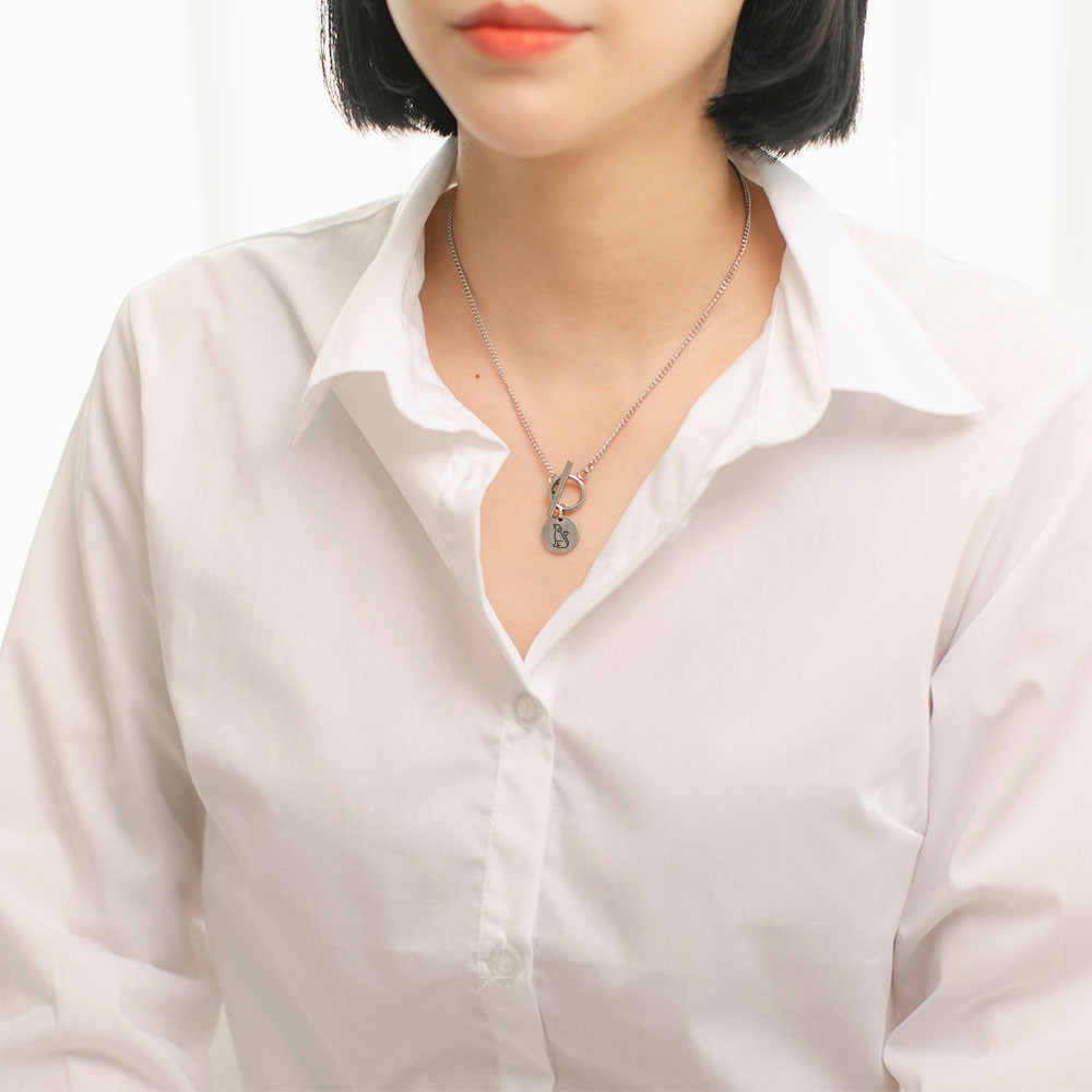 유기견 유기묘 기부목걸이 후원목걸이 얇은 체인 토글바 동물 후원 명품 우정 남자 여자 - 상세 이미지 5