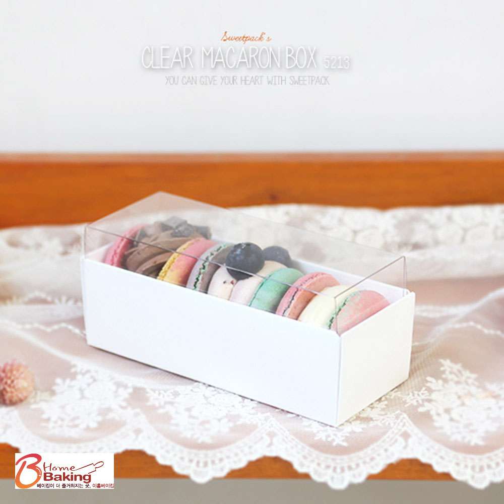 윗투명마카롱상자5213 - 뚱카롱3구 수제쿠키 투명창상자 마카롱박스 구움과자 디저트 포장 이미지 1