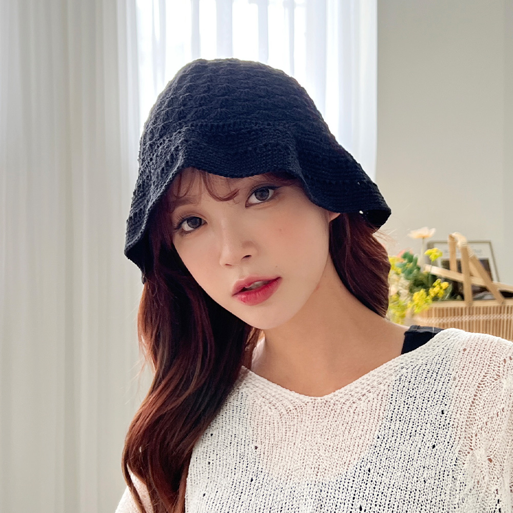 빈티지 여름 니트 버킷햇 숏 플로피햇 벙거지모자 이미지 6