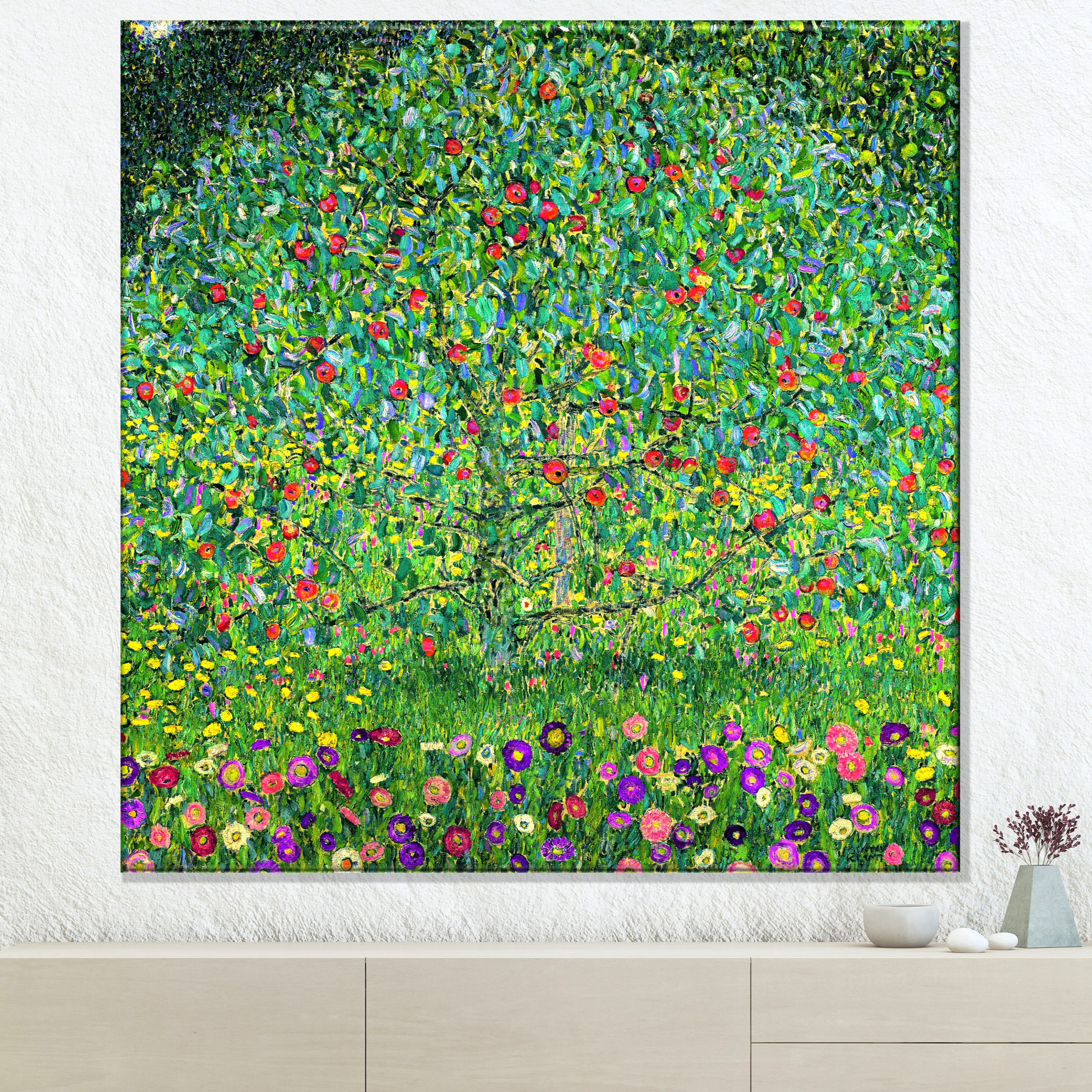 구스타프 클림트 사과나무 80x80cm 사과 액자 명화 그림 인테리어 거실벽 개업 캔버스
