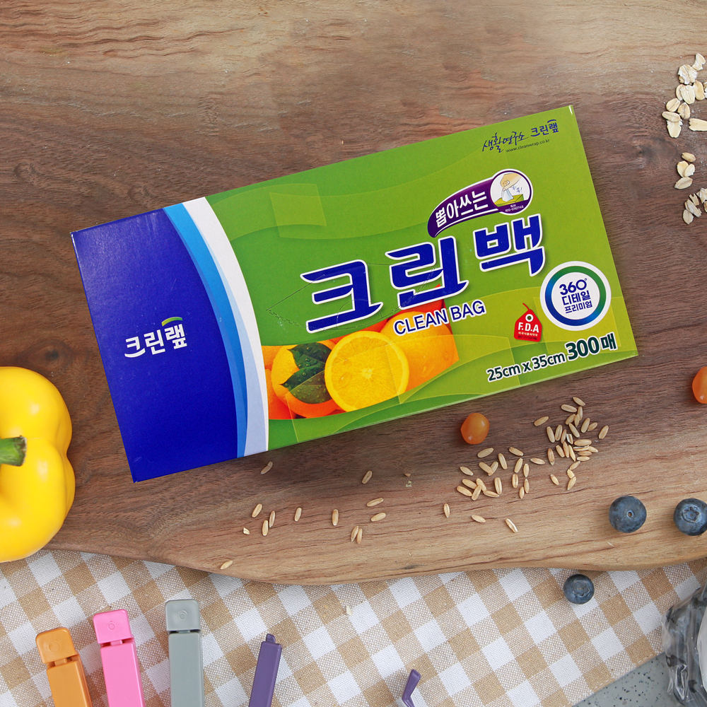 크린랩 크린백 주방 일회용품 비닐 위생백 300매 중 25cm x 35cm - 메인 이미지