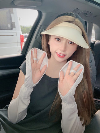 라슈에뜨 차량용 쿨토시 실크 슬리브 UV차단 골프 등산 자전거 손등형 라이트그레이 - 상세 이미지 4