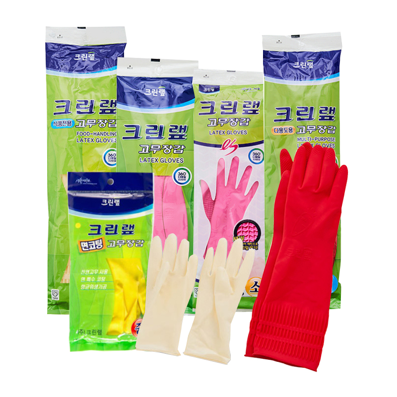 크린랲 크린랩 고무장갑 식품용 다용도 레드 핑크 기모 면코팅 미니 소 중 대 특대 - 상품 이미지