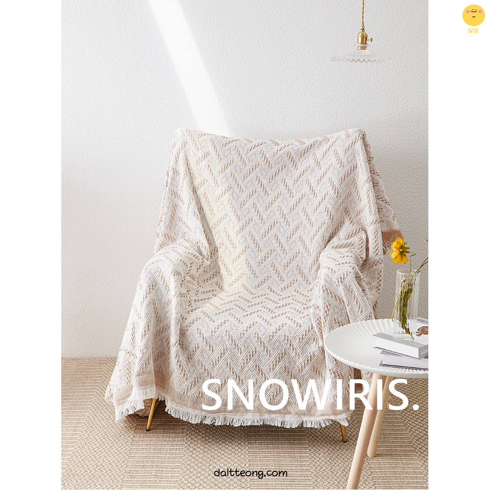 달떵 베이지 자카드 쇼파 커버 천커버링 덮개 매트 블랭킷 스툴 감성 패브릭 180x180