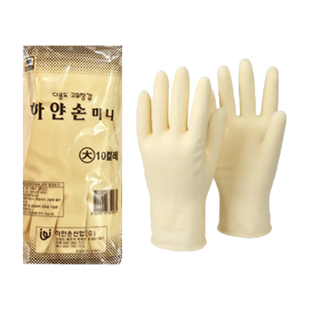 하얀손 미니 고무장갑 대 (L) 10켤레 짧은고무장갑 - 상세 이미지 4