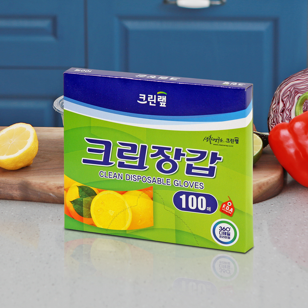 크린랩 크린장갑 위생장갑 주방 일회용품 비닐장갑 100매 - 메인 이미지