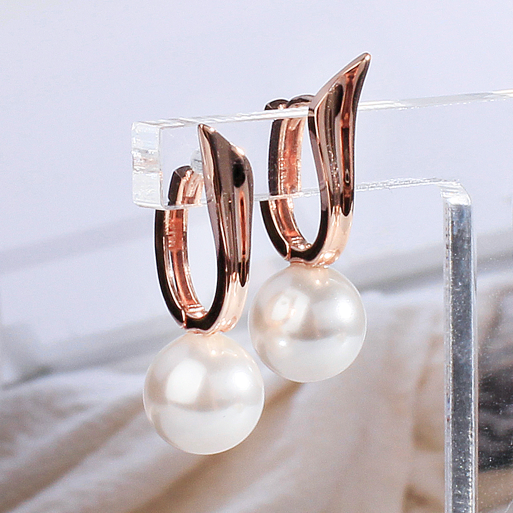 18K 귀걸이 원터치 진주 8미리 럭셔리 고급 여자 친구 선물 선아 - 상세 이미지 3