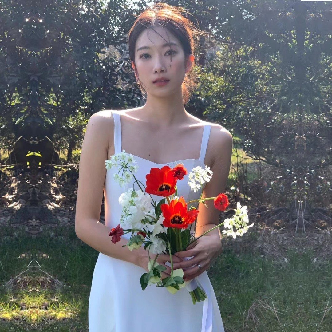셀프웨딩촬영 여행 리본 약혼 들러리 브라이덜샤워 결혼식2부드레스 - 상세 이미지 3