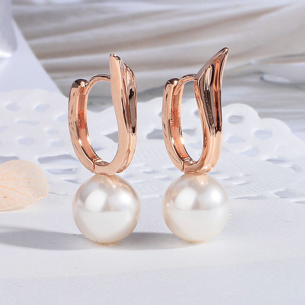 18K 귀걸이 원터치 진주 8미리 럭셔리 고급 여자 친구 선물 선아 - 상품 이미지